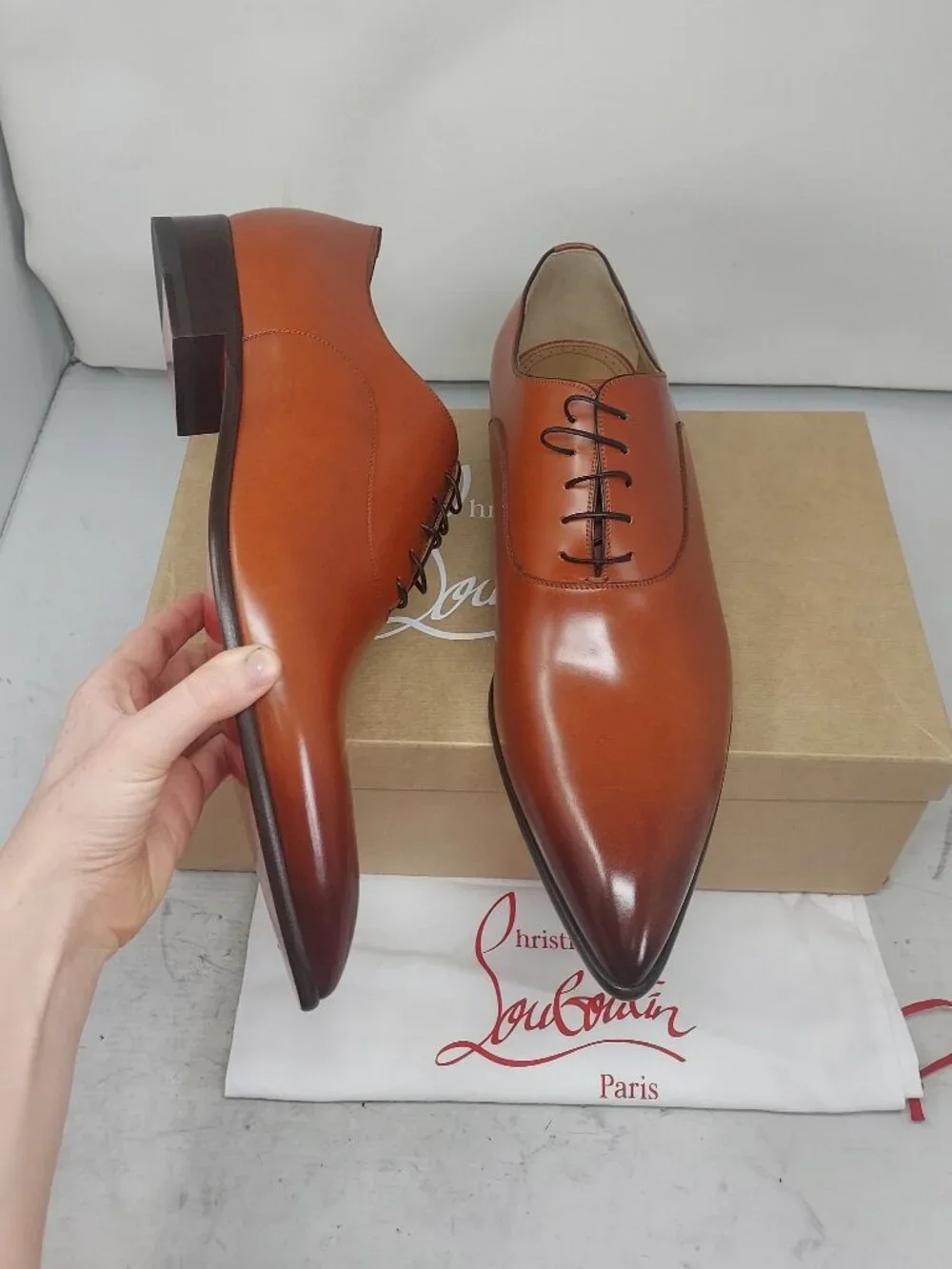CHRISTIAN LOUBOUTIN MENS Brown Ombre Pelvis Pointed Toe Oxford Shoe